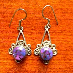 Purple turquoise .925 sterling silver earrings